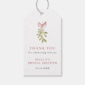 ミストルトーのダスティーローズのボウ付き ブライダルシャワーのギフトタグ ギフトタグ (正面)