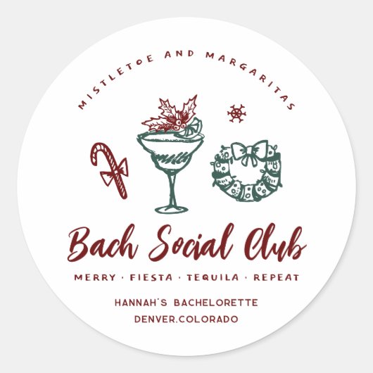 ミストルートとマルガリータ | クリスマスのバチェロレッテパーティー ラウンドシール (正面)