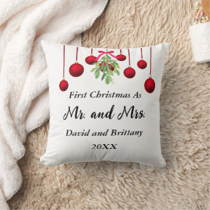 ミストルートと赤いクリスマスボール 新婚夫婦の枕 クッション