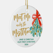 ミストレの下で私に会パーソナライズされた結婚う セラミックオーナメント (右)