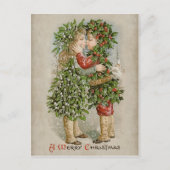 ミストレの女の子とホリーボーイキスCC0784クリスマス シーズンポストカード (正面)