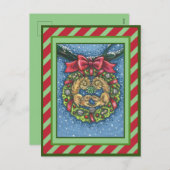 ミストレキスをするートの下のかわいいリス、ナットリース シーズンポストカード (正面/裏面)