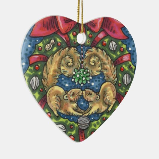 ミストレキスをするートの下のかわいいリス、ナットリース セラミックオーナメント (右)