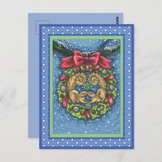 ミストレキスをするートの下のかわいいリス、ナットリース ポストカード (正面/裏面)