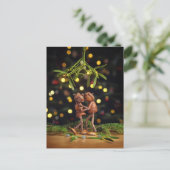 ミストレキスをするートクリスマスの下のアコーン小妖精や小人 ポストカード (スタンド正面)
