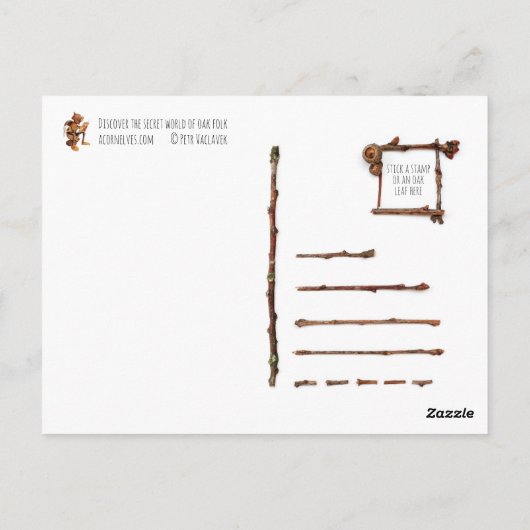 ミストレキスをするートクリスマスの下のアコーン小妖精や小人 ポストカード (裏面)