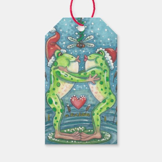ミストレキスをするートクリスマスギフトタグの下のカエル ギフトタグ (正面)