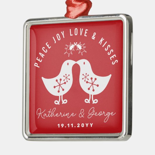 ミストレキスをするートーズChicks Mr. & Mrs. 1stクリスマス メタルオーナメント (左)