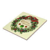 ミストレットとホリーベリーを持つクリスマスクラウン タイル (側面)