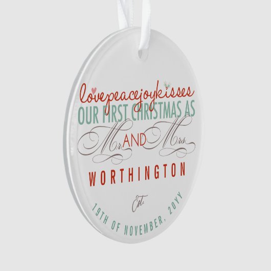 ミストレトゥーズ初めてのクリスマスズ結婚写真 オーナメント (正面)