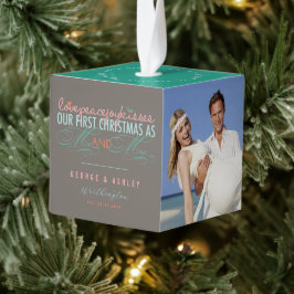 ミストレトゥーズ初めてのクリスマスズ結婚写真 キューブオーナメント