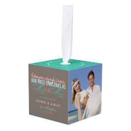 ミストレトゥーズ初めてのクリスマスズ結婚写真 キューブオーナメント