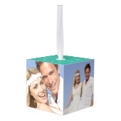 ミストレトゥーズ初めてのクリスマスズ結婚写真 キューブオーナメント (裏面アングル)