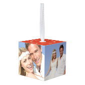 ミストレトゥーズ初めてのクリスマスズ結婚写真 キューブオーナメント (裏面アングル)