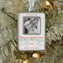 ミストレトゥーズ初めてのクリスマスズ結婚写真 シルバープレートフレームオーナメント
