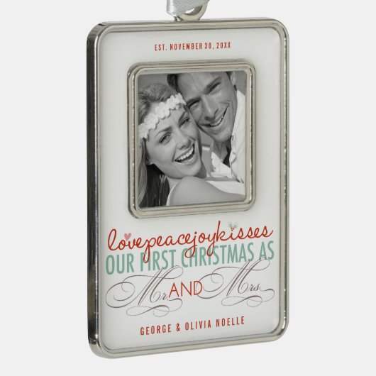 ミストレトゥーズ初めてのクリスマスズ結婚写真 シルバープレートフレームオーナメント (右)