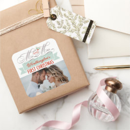 ミストレトゥーズ初めてのクリスマスズ結婚写真 スクエアシール