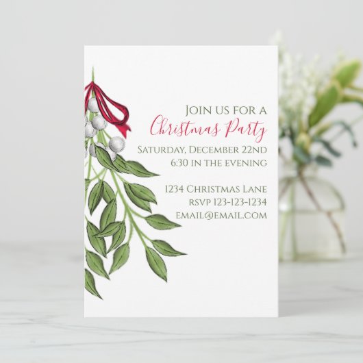 ミストレトーグリーンお洒落リートレンディーホリデーパーティー 招待状 (スタンド正面)