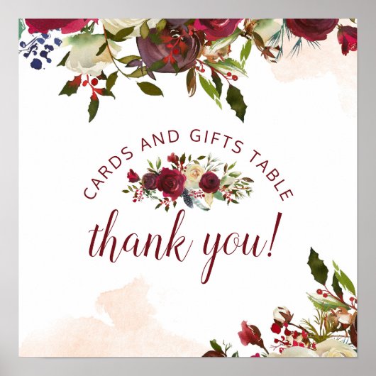 ミストレトーマナーカード&ギフト結婚のテーブルの看板 ポスター (正面)