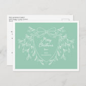 ミストレトーミントと白のクリスマスクレスト シーズンポストカード (正面/裏面)