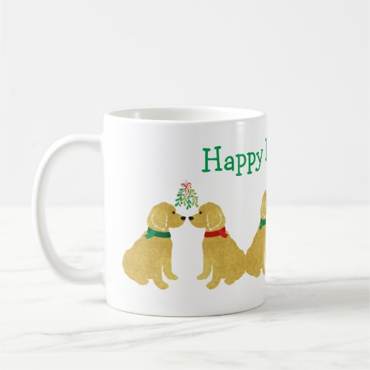 ミストレパーソナライズされたトーのキスをする下のゴルデンドレ コーヒーマグカップ (左)