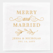 ミストレメリートー&ク結婚したリスマス結婚ト 箔ナプキン (正面)