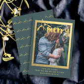 ミストレメリーートフォトグリーンフェイク金ゴールドホリデーカード シーズンカード