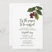 ミストレモダントーブライダルシャワー |クリスマス・ホリー 招待状 (正面/裏面)