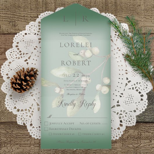 ミストレモダンートーパイングリーンディナー オールインワン招待状