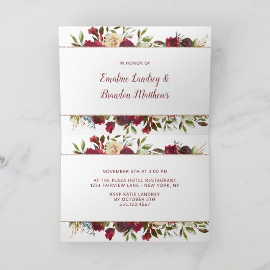 ミストレートマナーウィンターカップルのウェディングシャワー 招待状 (内部)