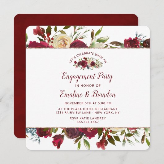 ミストレートマナーレッズ祝婚約パーティ 招待状 (正面/裏面)