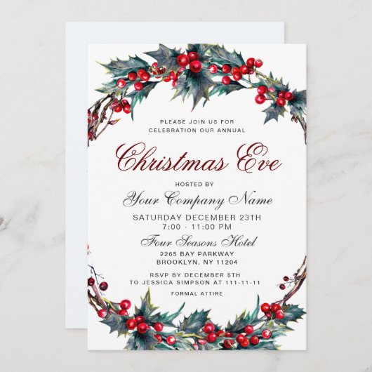 ミストレ企業のトーリースクリスマスホリディイブ 招待状 (正面/裏面)