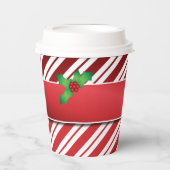 ミストレ赤と白トー付きペパストライプーミント樹脂 紙コップ (正面)