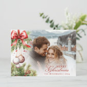 ミストレ魅力的ートー写真と名前クリスマスカード 招待状 (スタンド正面)