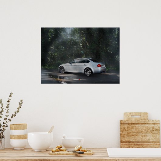 ミスト中のBMW M3 E90 ポスター (キッチン)