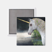 ミスト磁石中の白ユニコーンファンタジー マグネット (正面/裏面)