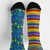 ミスマッチレインボーストライプ水玉模様ソックス ソックス (上部)