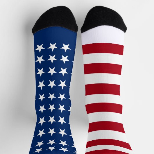 ミスマッチ星とストライプUSAフラグソックス ソックス (上部)