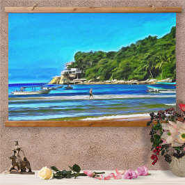 ミスマロイ魚釣りボート0346 吊り下げ型タペストリー