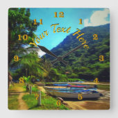 ミスマロヤボート川0350 スクエア壁時計 (正面)