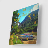 ミスマロヤボート川0350 スクエア壁時計 (傾斜)