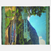 ミスマロヤボート川0350 フリースブランケット (正面(横))