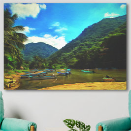 ミスマローヤリバー魚釣りボート0344アート キャンバスプリント