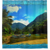 ミスマローヤリバー魚釣りボート0344 シャワーカーテン (正面)