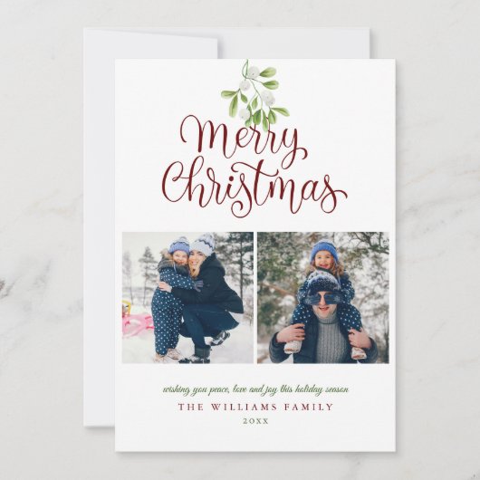 ミスルトー メリークリスマス 3枚の写真 シーズンカード (正面)