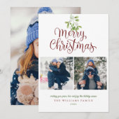 ミスルトー メリークリスマス 3枚の写真 シーズンカード (正面/裏面)