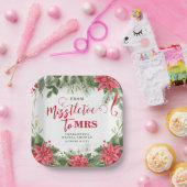 ミスルートゥ ミセス ウィンター ポインセチア ブライダルシャワー ペーパープレート (パーティー)