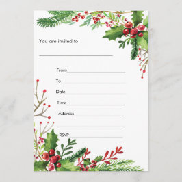 ミスル・トゥの水彩画招待状（記入式） 招待状