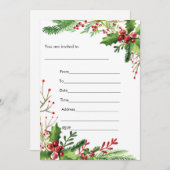 ミスル・トゥ・ウォーターカラー・ペイント招待状（記入式） 招待状 (正面/裏面)