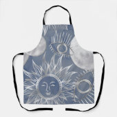 ミス太陽のティック | Dusty Blue Silver Moon Stars Sun エプロン (正面)